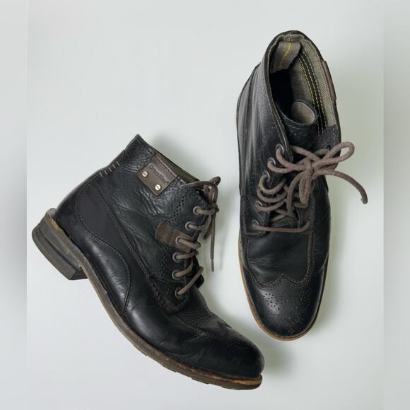 CAT Caterpillar Brown Leather Wingtip Lace Up Boots Size 11 - Picture 1 of 13